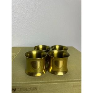 Vintage Brass Napkin Ring Holders - Set of Four (4) - Attractive Aged Patina